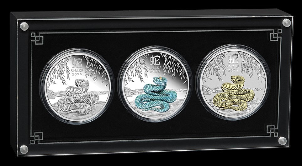 Australian Lunar Series III 2025 Year of the Snake 1oz Silver Trio