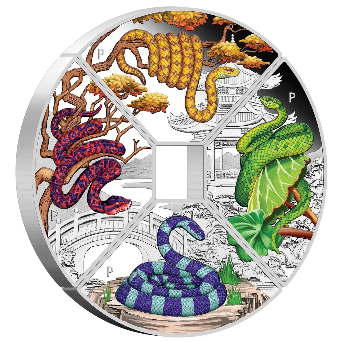 Year of the Snake Quadrant 2025 1oz Silver Proof Coloured Four-Coin Set