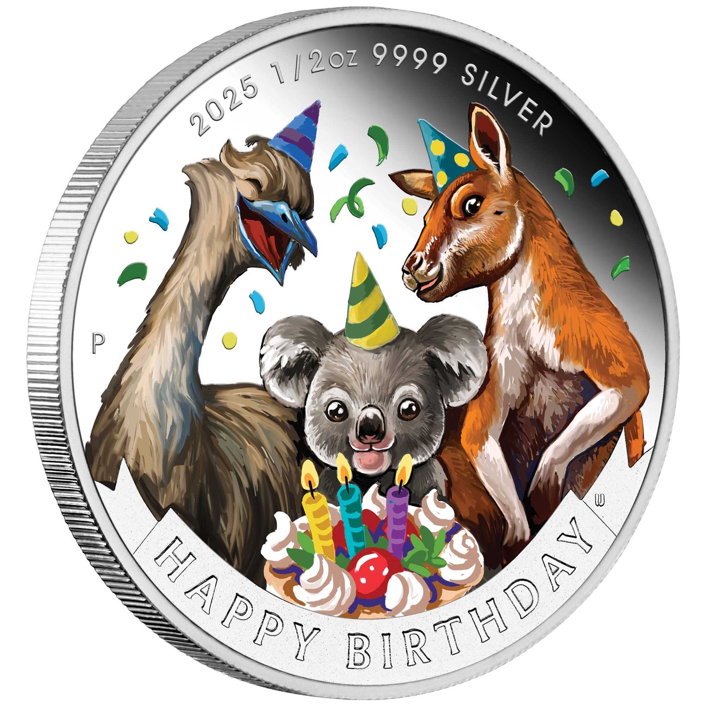 Happy Birthday 2025 1/2oz Silver Proof Coloured Coin in Card