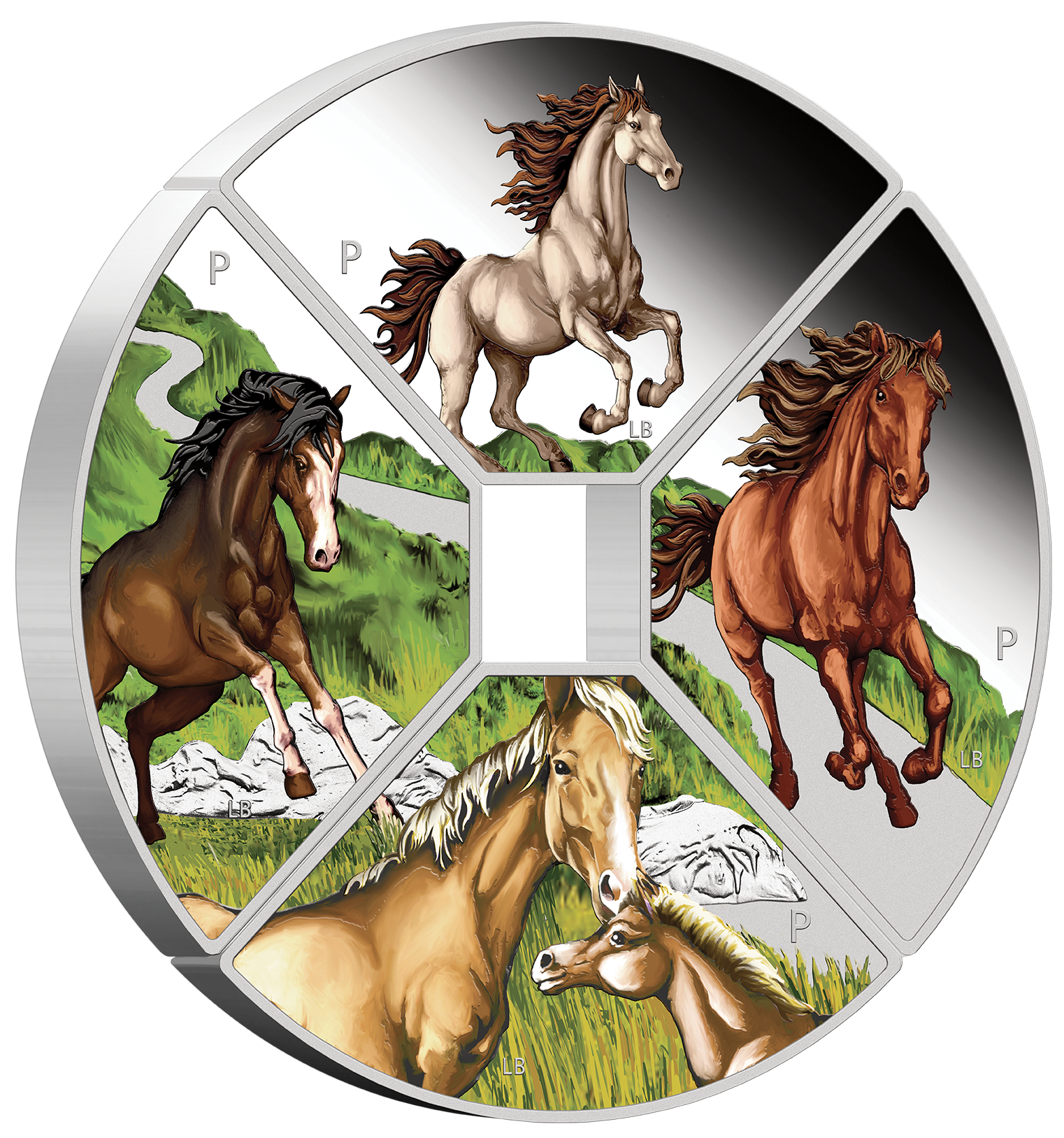 2026 Year of the Horse 1oz Silver Proof Coloured Quadrant Four-Coin Set