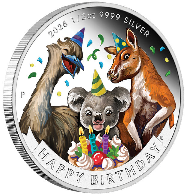 Happy Birthday 2026 1/2oz Silver Proof Coloured Coin in Card