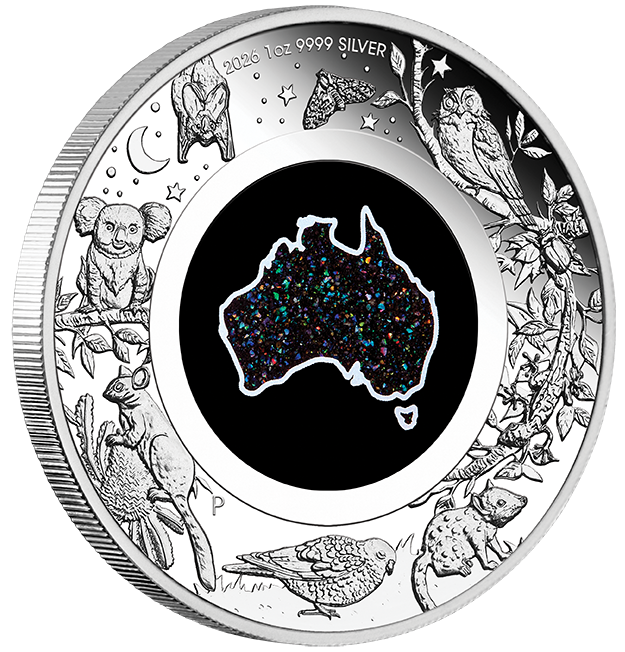 Great Southern Land Nocturnal 2026 1oz Silver Proof Matrix Opal Coin