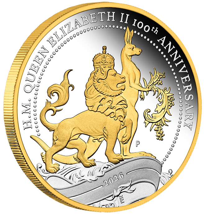 H.M. Queen Elizabeth II 100th Anniversary 2026 1oz Silver Proof Gilded Coin