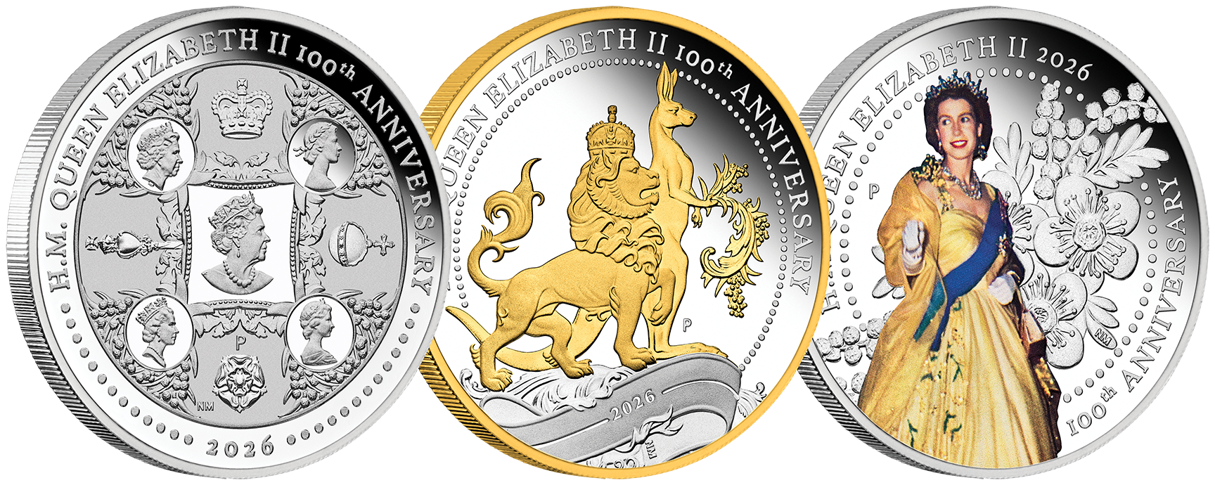 H.M. Queen Elizabeth II 100th Anniversary 2026 1oz Silver Three-Coin Set