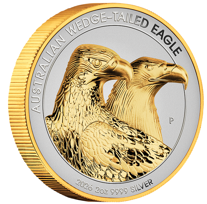 Wedge Tailed Eagle 2026 2oz Silver Enhanced Reverse Proof Ultra High Relief Gilded Coin