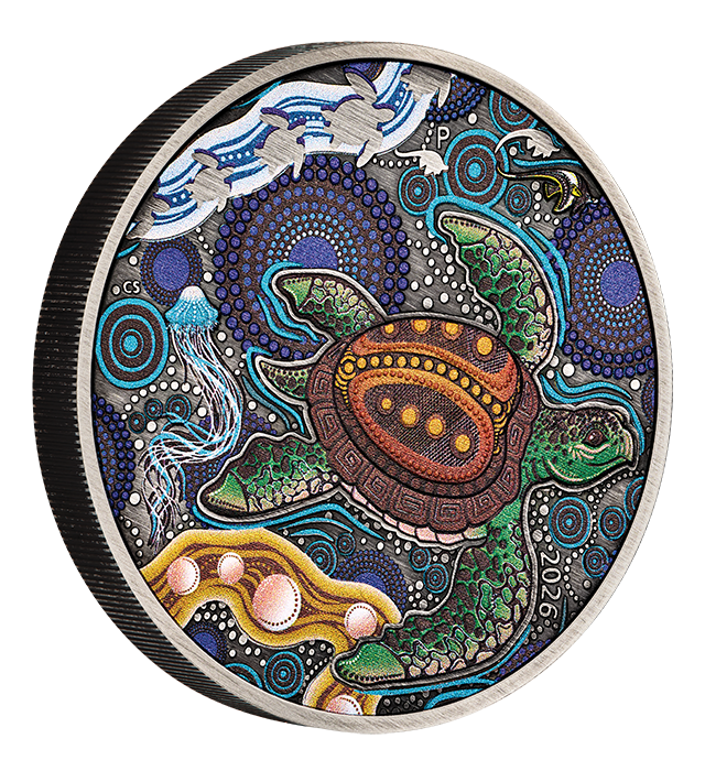 Turtle Yaunati 2026 2oz Silver Antiqued Coloured Coin