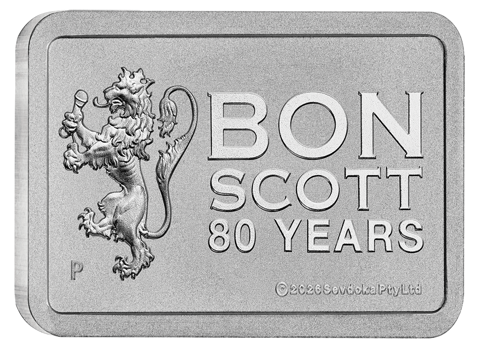 Bon Scott 80th Birthday 2026 10g Silver Minted Bar
