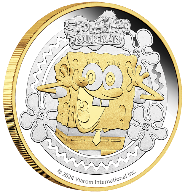 SpongeBob SquarePants 2024 2oz Silver Proof Gilded Coin