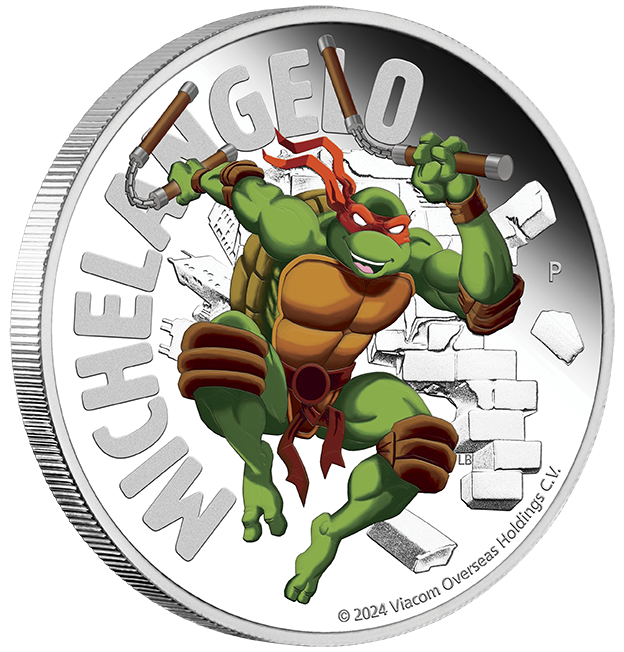 Teenage Mutant Ninja Turtles - Michelangelo 2024 1oz Silver Coloured Proof Coin
