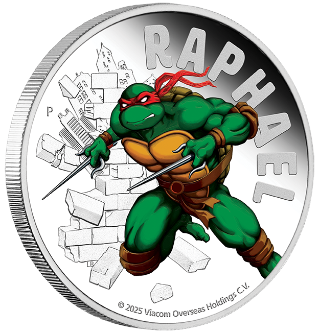 Teenage Mutant Ninja Turtles Raphael 2025 1oz Silver Proof Coloured Coin