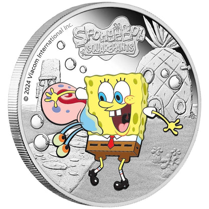 SpongeBob SquarePants - SpongeBob and Gary 2024 1oz Silver Proof Coloured Coin