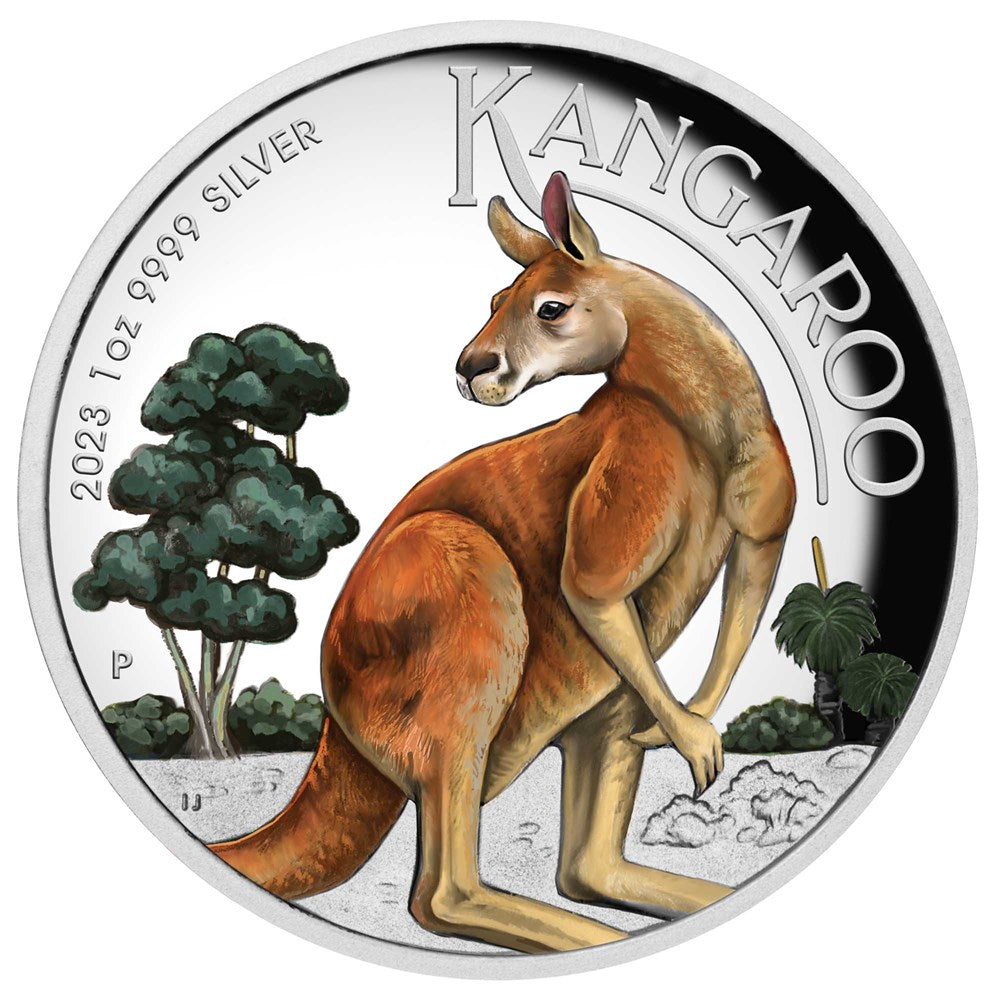 Australian Kangaroo 2023 1oz Silver Proof High Relief Coloured Coin