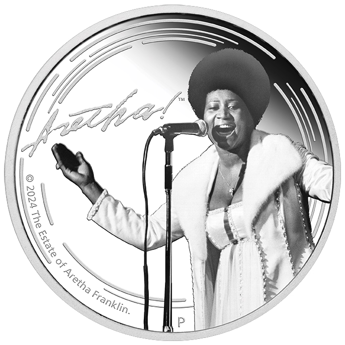 Aretha Franklin 2024 1oz Silver Proof Coloured Coin