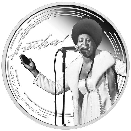 Aretha Franklin 2024 1oz Silver Proof Coloured Coin