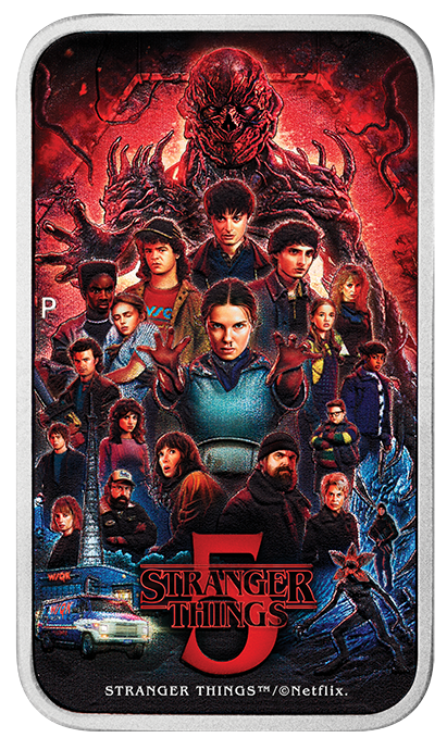 Stanger Things Season 5 2026 1oz Silver Coloured Rectangular Coin