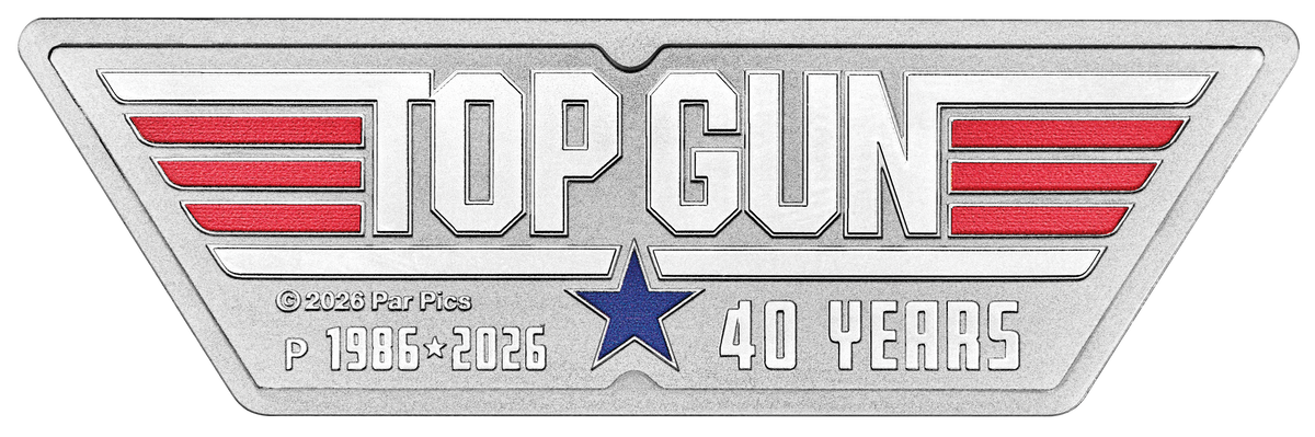 40 Years of Top Gun 2026 1oz Silver Coloured Logo-Shaped Coin