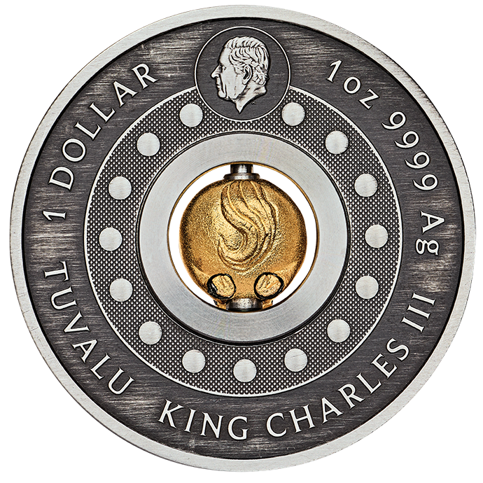 Year of the Horse Rotating Charm 2026 1oz Silver Antiqued Coin