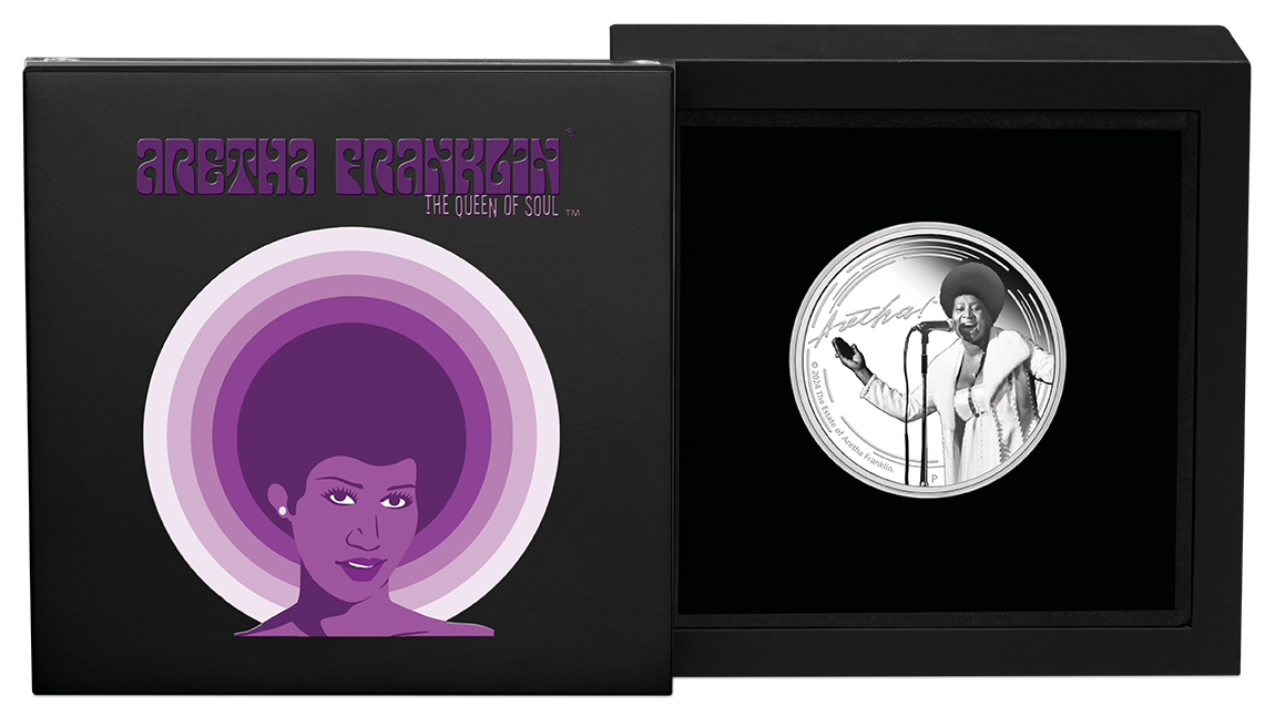 Aretha Franklin 2024 1oz Silver Proof Coloured Coin