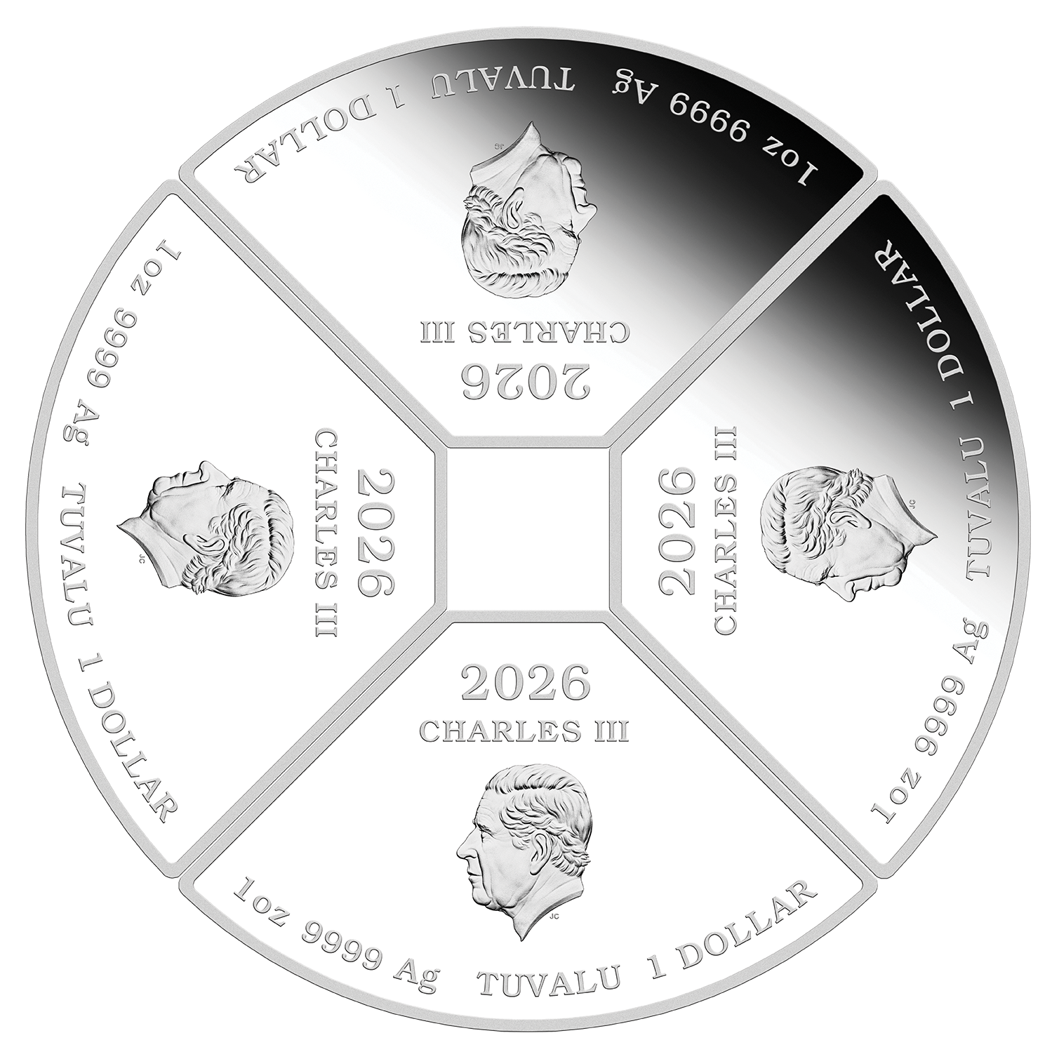 2026 Year of the Horse 1oz Silver Proof Coloured Quadrant Four-Coin Set