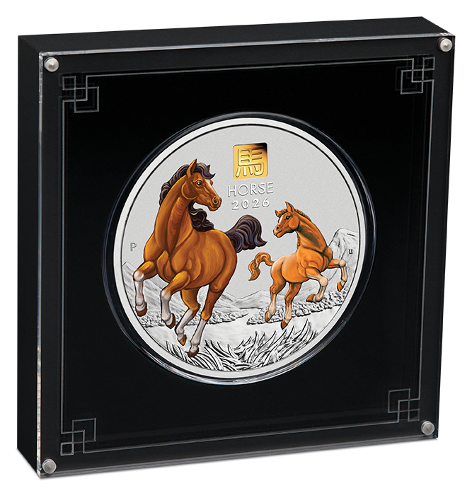 Australian Lunar Series III 2026 Year of the Horse 1 Kilo Silver Coloured Coin with Gold Privy Mark