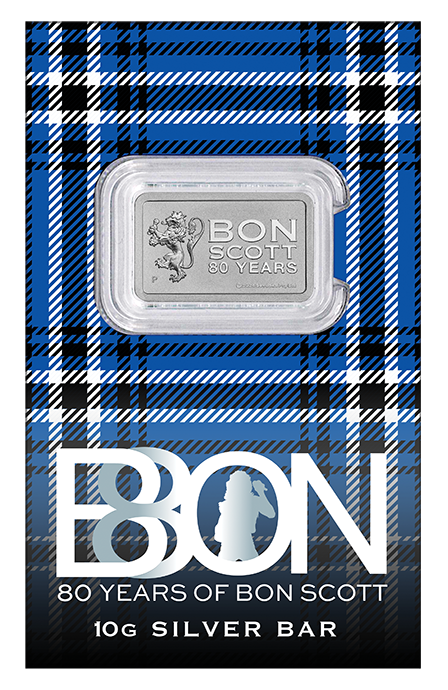 Bon Scott 80th Birthday 2026 10g Silver Minted Bar