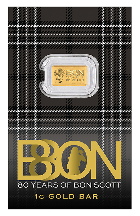 Bon Scott 80th Birthday 2026 1g Gold Minted Bar
