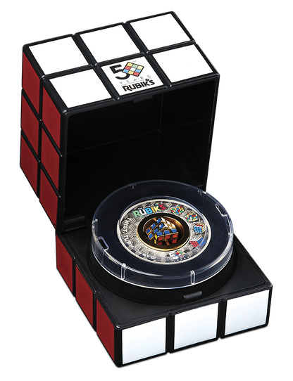 Rubik's Cube 50th Anniversary 2024 2z Silver Antiqued Coloured Coin