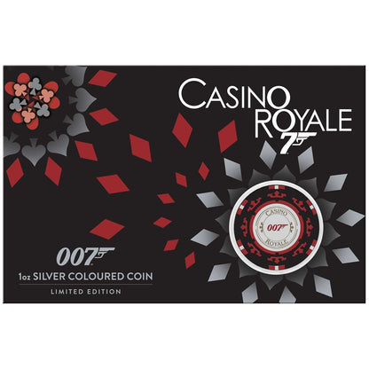 James Bond Casino Royale Casino Chip 2023 1oz Silver Coloured Coin in Card