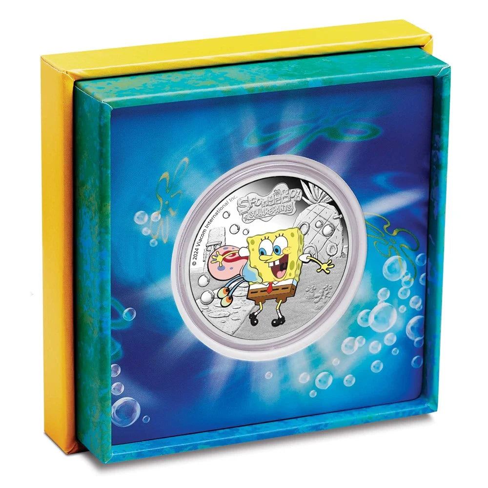 SpongeBob SquarePants - SpongeBob and Gary 2024 1oz Silver Proof Coloured Coin