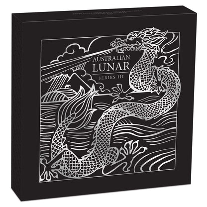 Australian Lunar Series III 2024 Year of the Dragon 1 Kilo Silver Coloured Coin with Gold Privy Mark