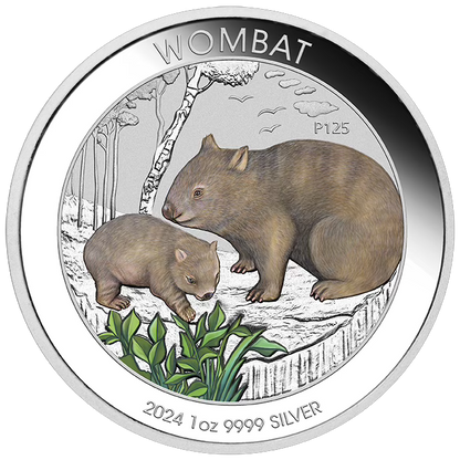 Wombat 2024 1oz Silver Coloured Coin in Card