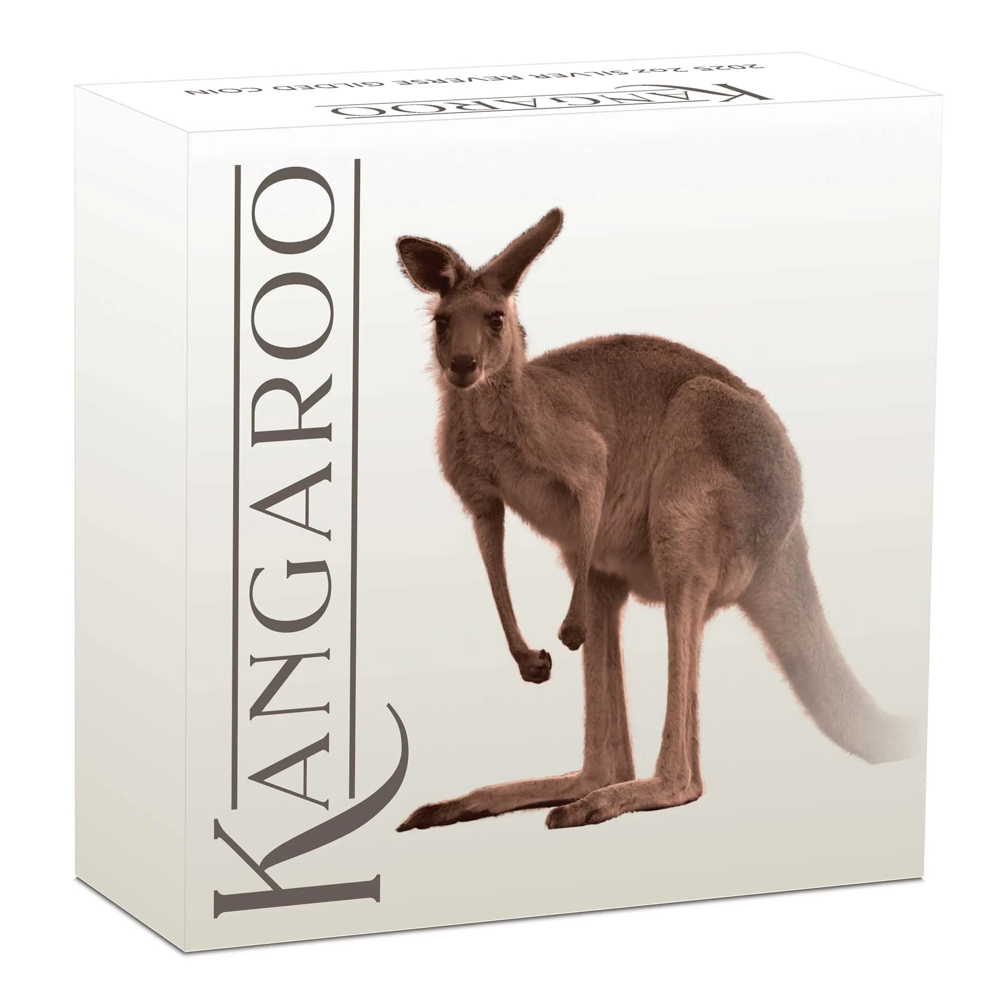Australian Kangaroo 2025 2oz Silver Proof Reverse Gilded Coin