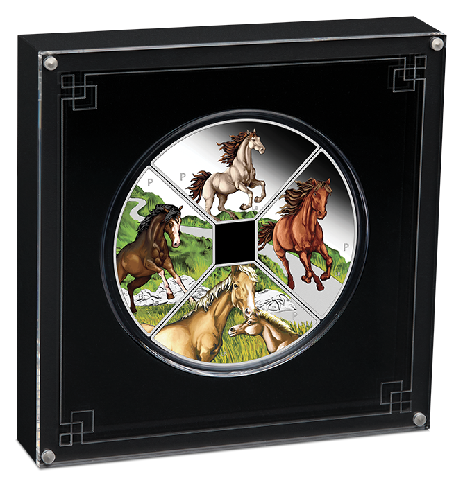 2026 Year of the Horse 1oz Silver Proof Coloured Quadrant Four-Coin Set