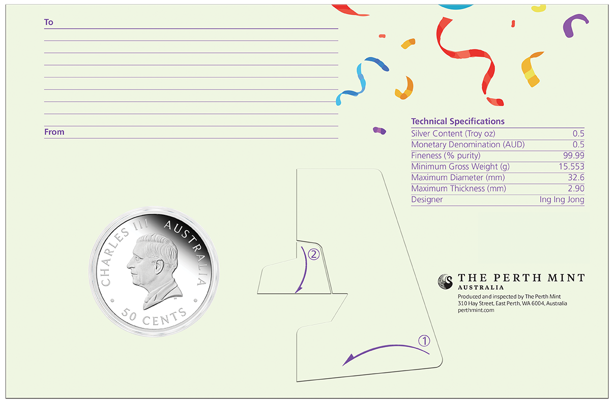 Happy Birthday 2026 1/2oz Silver Proof Coloured Coin in Card