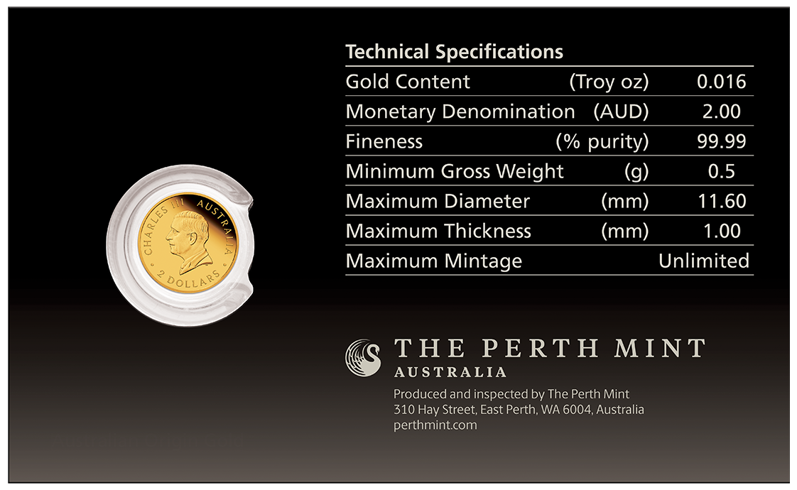 Australian Kangaroo Mini Roo 2026 0.5g Gold Proof Coin in Card