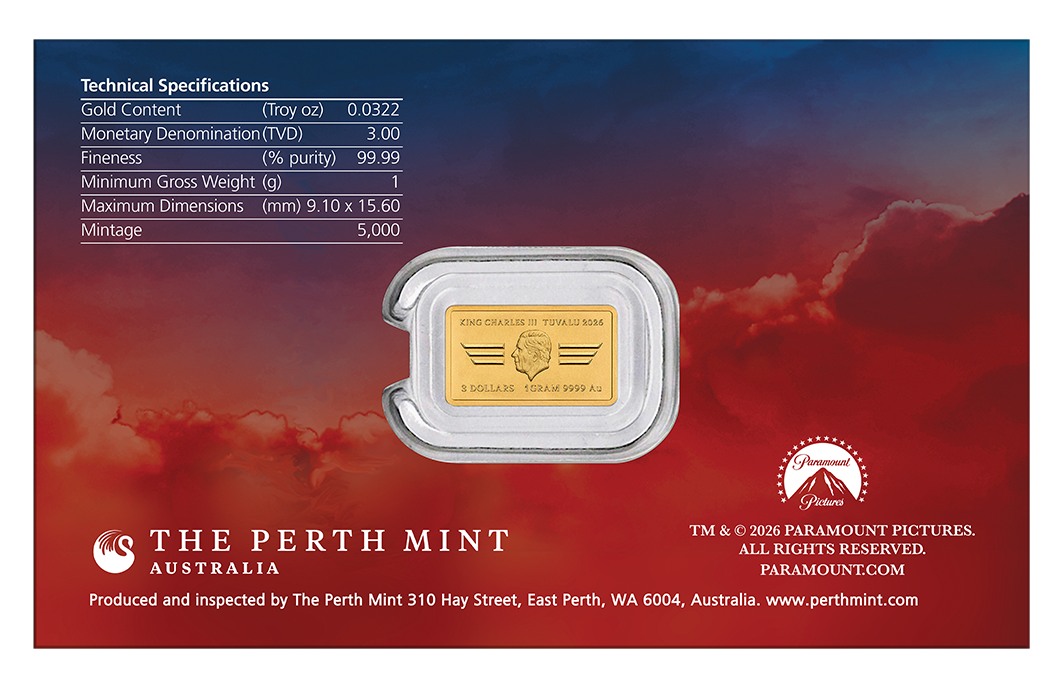 40 Years of Top Gun 2026 1g Gold Rectangular Coin in Card