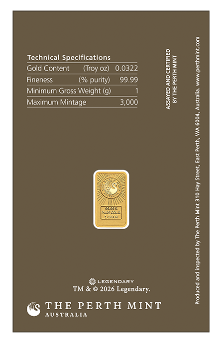 Dune 2026 1g Gold Coloured Minted Bar