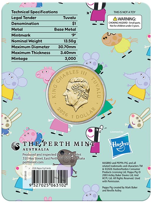 Peppa Pig - Friends 2026 Collector Coins in Cards (Three-Coin Set)