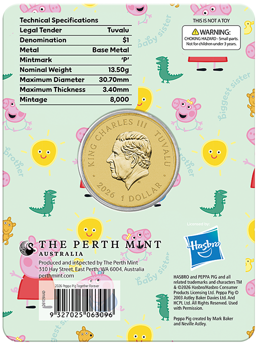 Peppa Pig - Friends 2026 Collector Coins in Cards (Three-Coin Set)