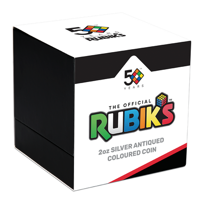 Rubik's Cube 50th Anniversary 2024 2z Silver Antiqued Coloured Coin