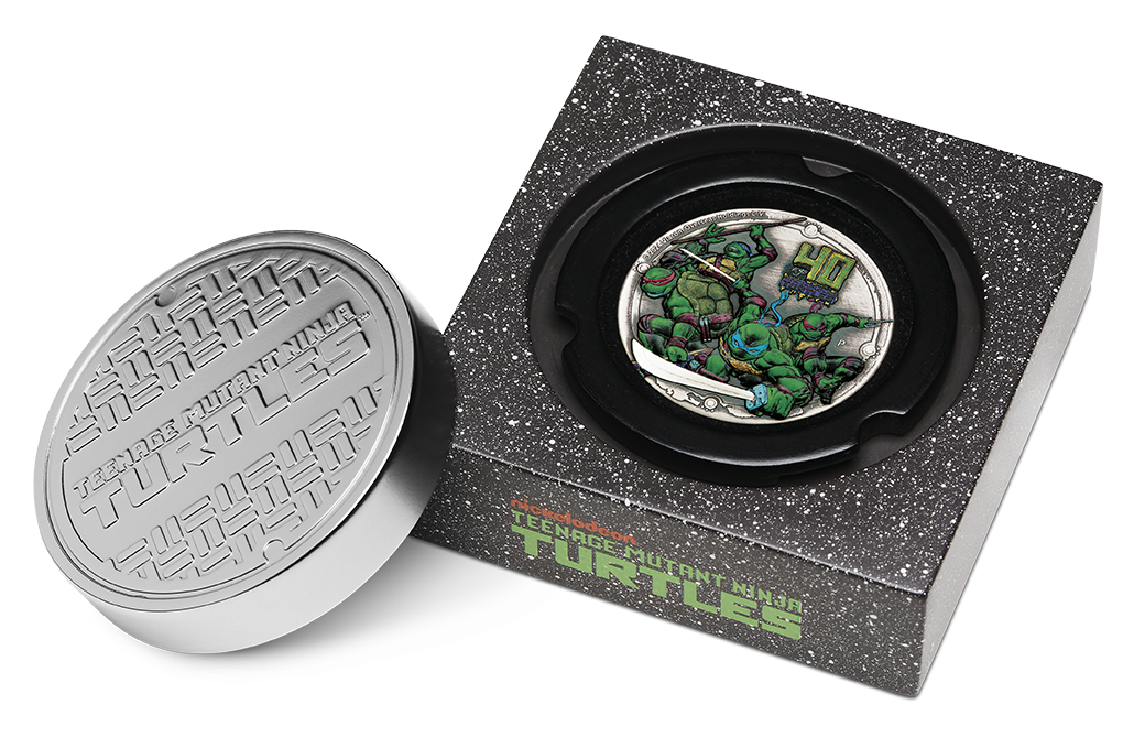 Teenage Mutant Ninja Turtles 40th Anniversary 2024 2oz Silver Antiqued High Relief Coloured Coin