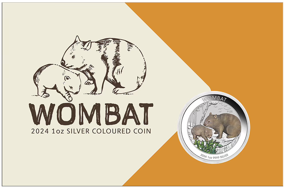 Wombat 2024 1oz Silver Coloured Coin in Card