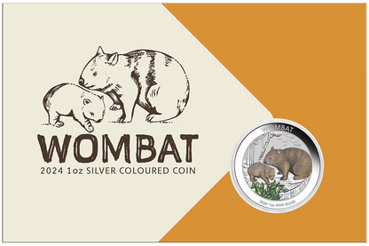 Wombat 2024 1oz Silver Coloured Coin in Card