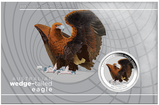 Australian Wedge-tailed Eagle 2025 1oz Silver Coloured Coin in Card