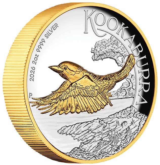Australian Kookaburra 2026 2oz Silver Proof High Relief Gilded Coin