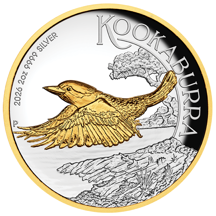 Australian Kookaburra 2026 2oz Silver Proof High Relief Gilded Coin