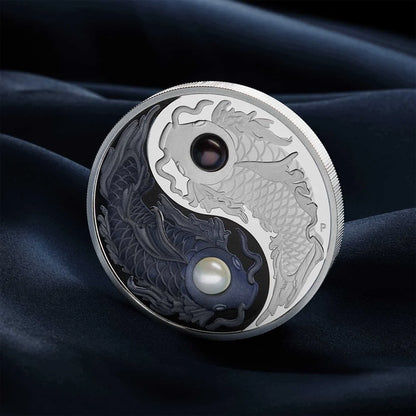 Yin Yang Koi 2024 5oz Silver Proof Coloured Coin with Pearls