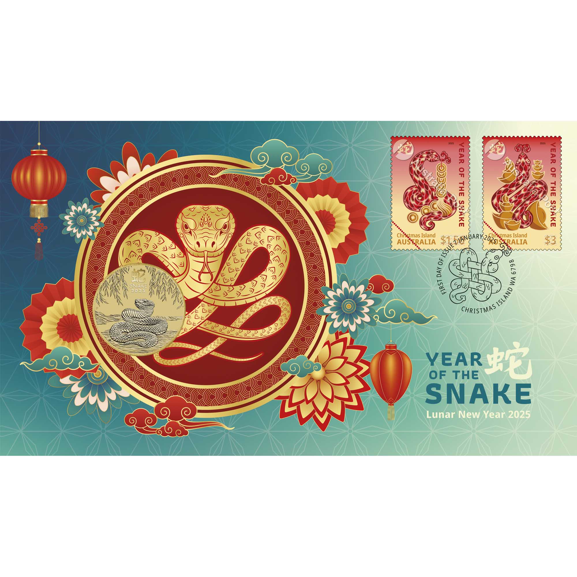 Year of the Snake 2025 Stamp and Coin Cover