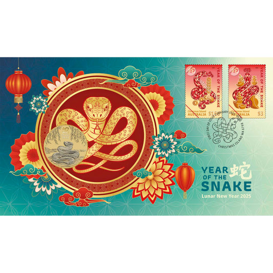 Year of the Snake 2025 Stamp and Coin Cover