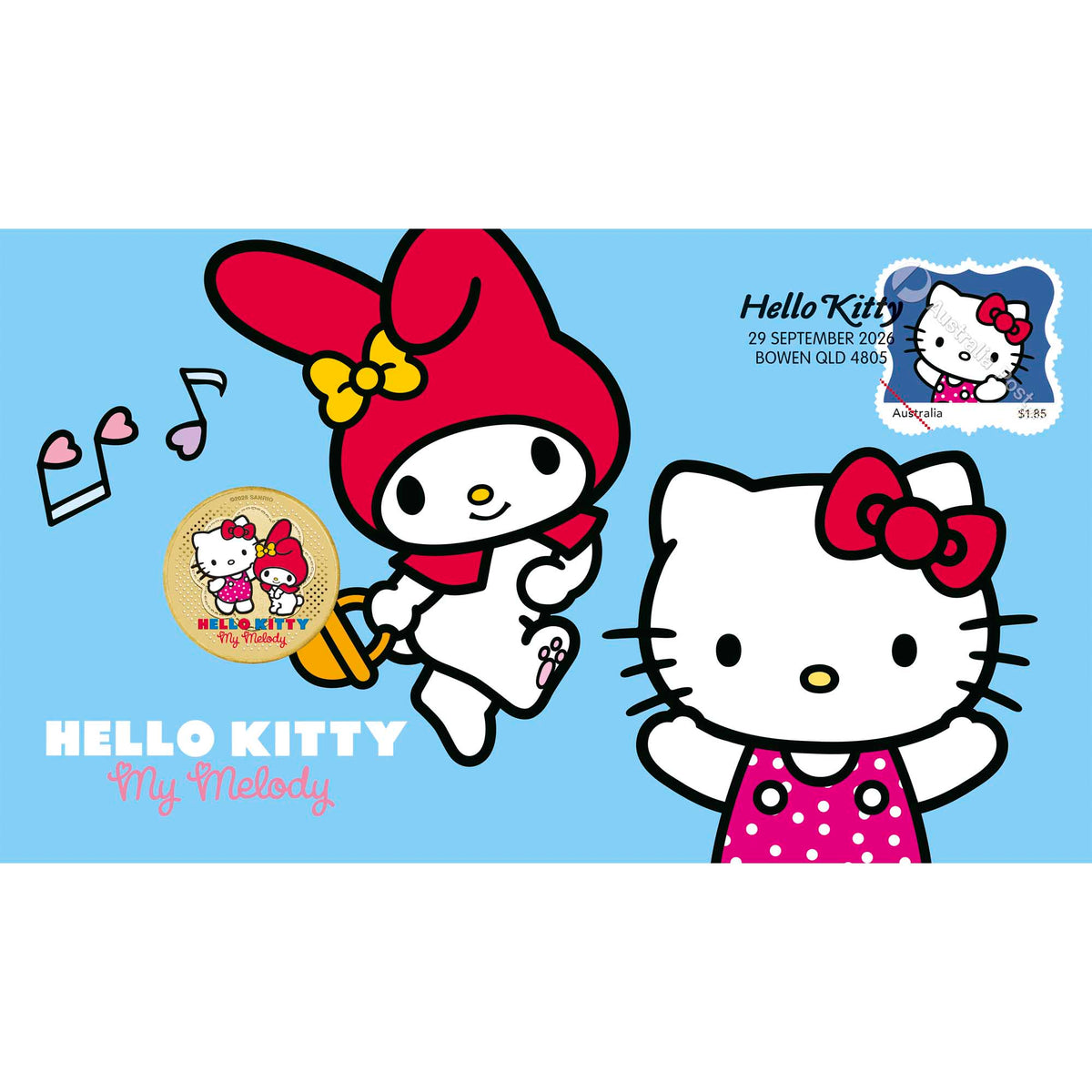 Hello Kitty and My Melody 2026 Stamp and Coin Cover